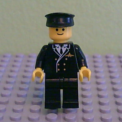 LEGO Minifigure-Airport - Pilot, Black Legs, Black Hat-Town / Classic Town / Airport-AIR002-Creative Brick Builders